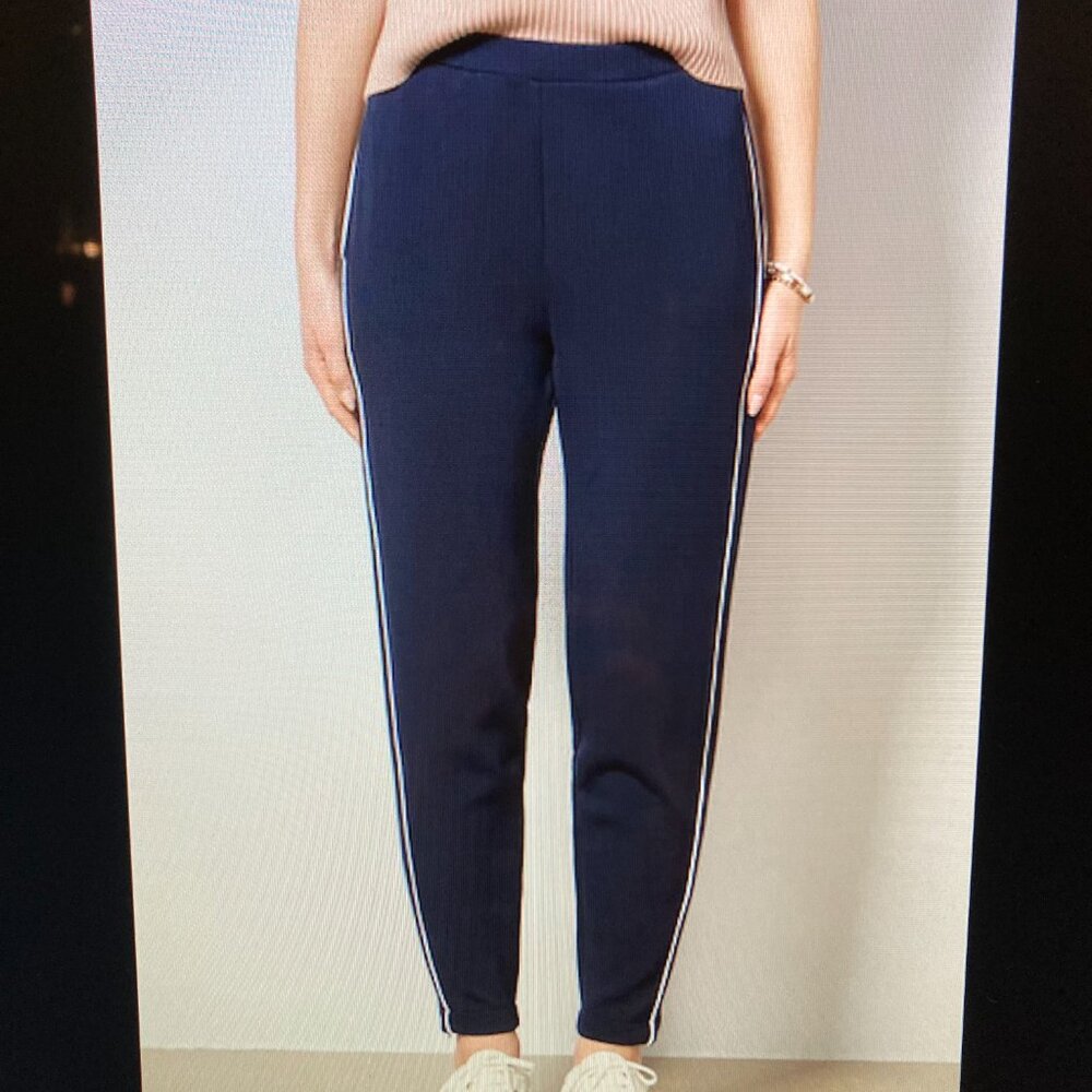 NWOT Varley Slim Piped Navy Pants Women Size Medium